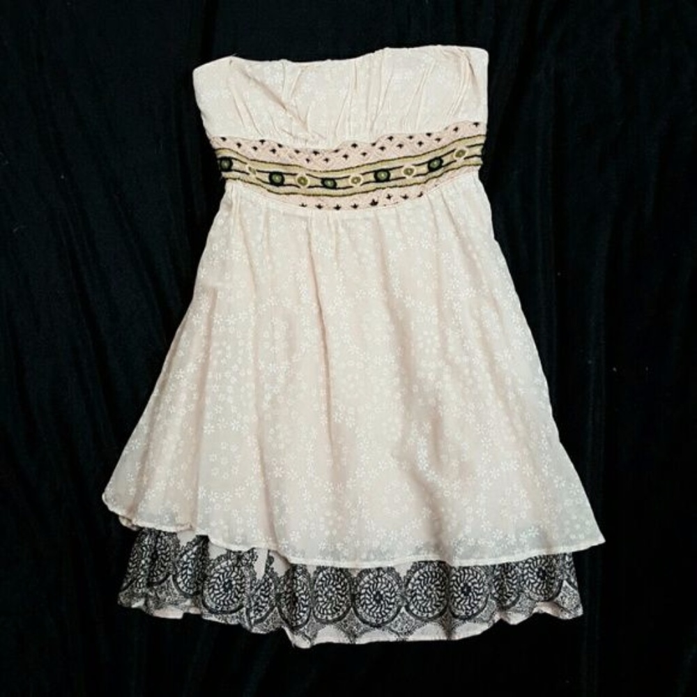 Free People Embroidered Strapless Tunic Dress